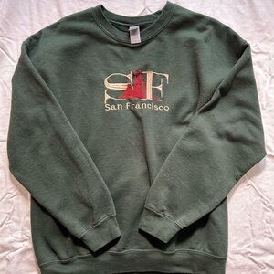 Green San Francisco Embroidered Crewneck Sweater